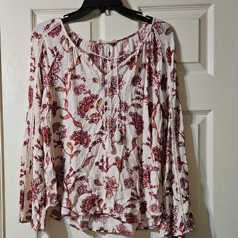 Lovestitch Burgundy and White Floral Blouse